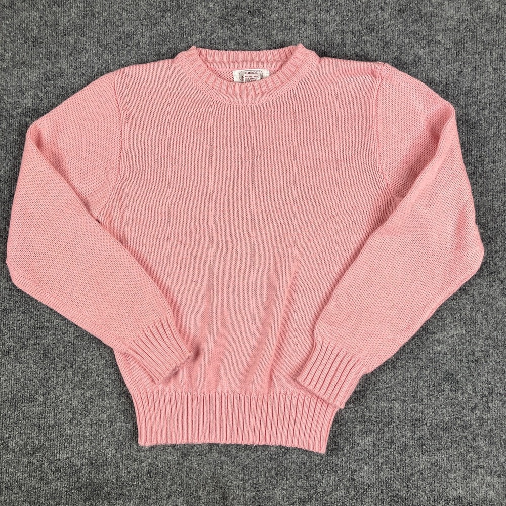 Junior Exchange Sweater Womens Large Pink Crew Neck Knit Pullover‎ Retro